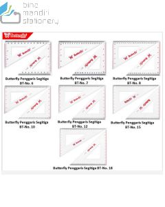 Butterfly Penggaris Segitiga BT No.7 Sepasang ruller segi3 siku dan segi3 sama kaki 