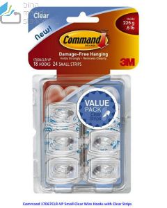 Contoh Alat Perlengkapan Kantor merk 3M Command , Gambar Produk Command 17067CLR Small Clear Wire Hooks harga 36000 di Toko Peralatan Sekolah Murah