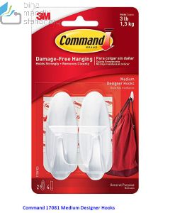 Contoh Alat Perlengkapan Kantor merk 3M Command , Gambar Produk Command 17081ES Medium Designer Hooks harga 45000 di Toko Peralatan Sekolah Murah